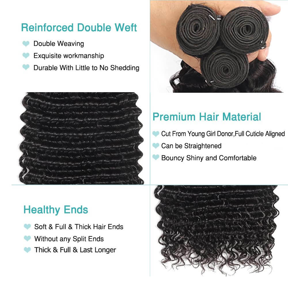 Deep Wave Human Hair Bundles Defined Curls Full Volume