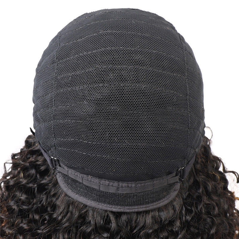 Afro Kinky Curly Wig with Bangs Human Hair Natural Volume