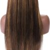 Brown Highlight Wig Blunt Bangs Long Straight Hair