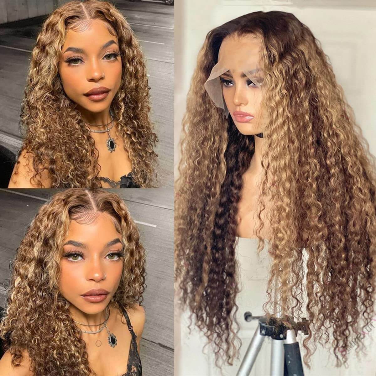 Honey Blonde Highlight Wig 13x4 Lace Front Human Hair Glow