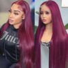 Burgundy Lace Front Wig 13x4 Straight Hair Bold Sleek Look