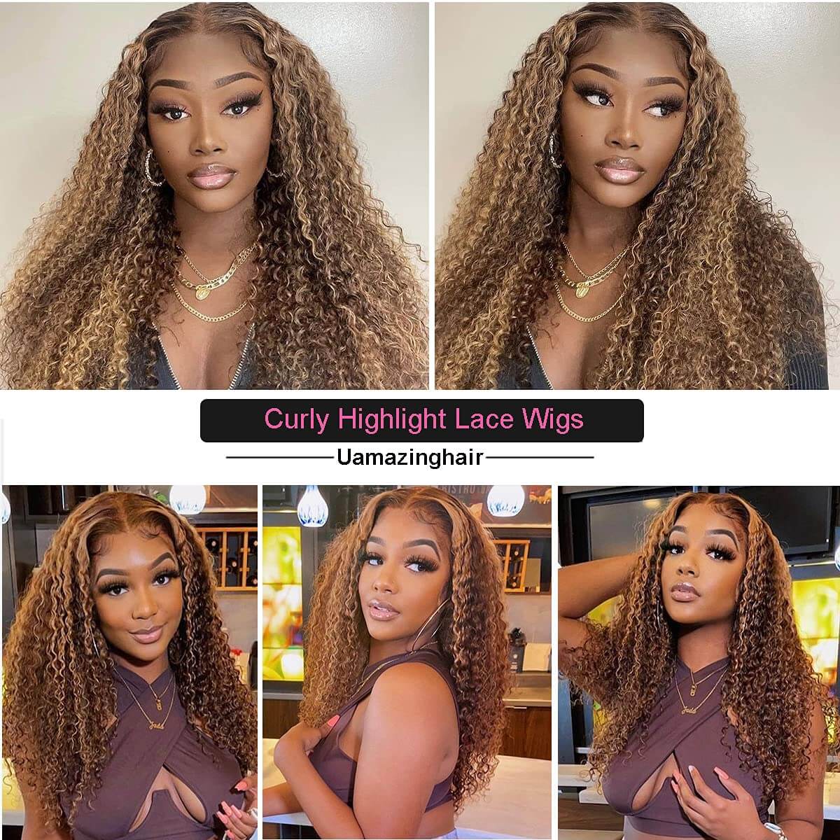 Honey Blonde Highlight Wig 13x4 Lace Front Human Hair Glow