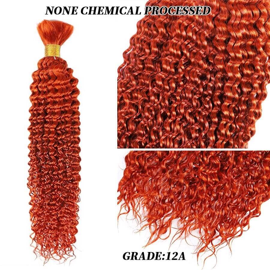 Ginger Deep Wave Bulk Braiding Hair Human Hair Voluminous