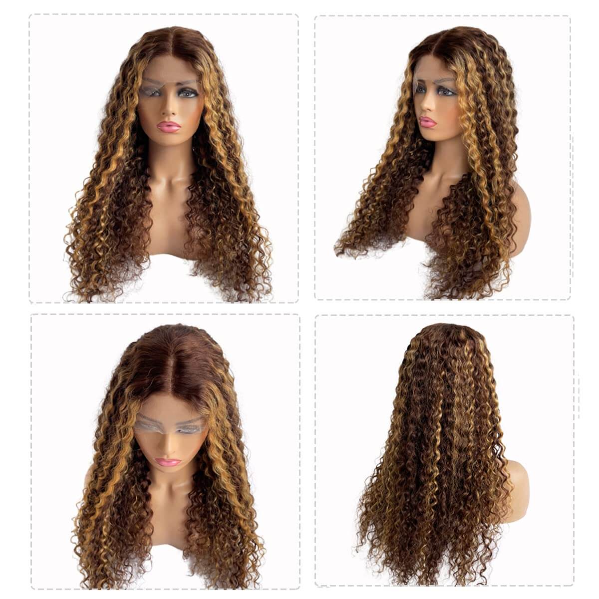 Honey Blonde Highlight Wig 13x4 Lace Front Human Hair Glow
