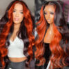 13x4 Lace Front Ginger Highlight Wig Body Wave for Glam