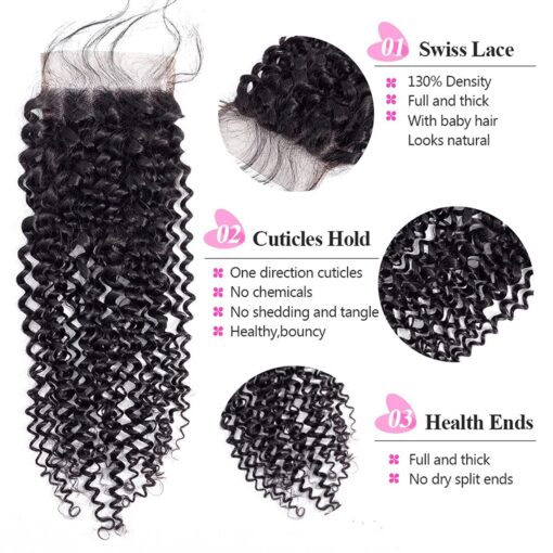 Kinky Curly Bundles with Closure Virgin Hair Voluminous