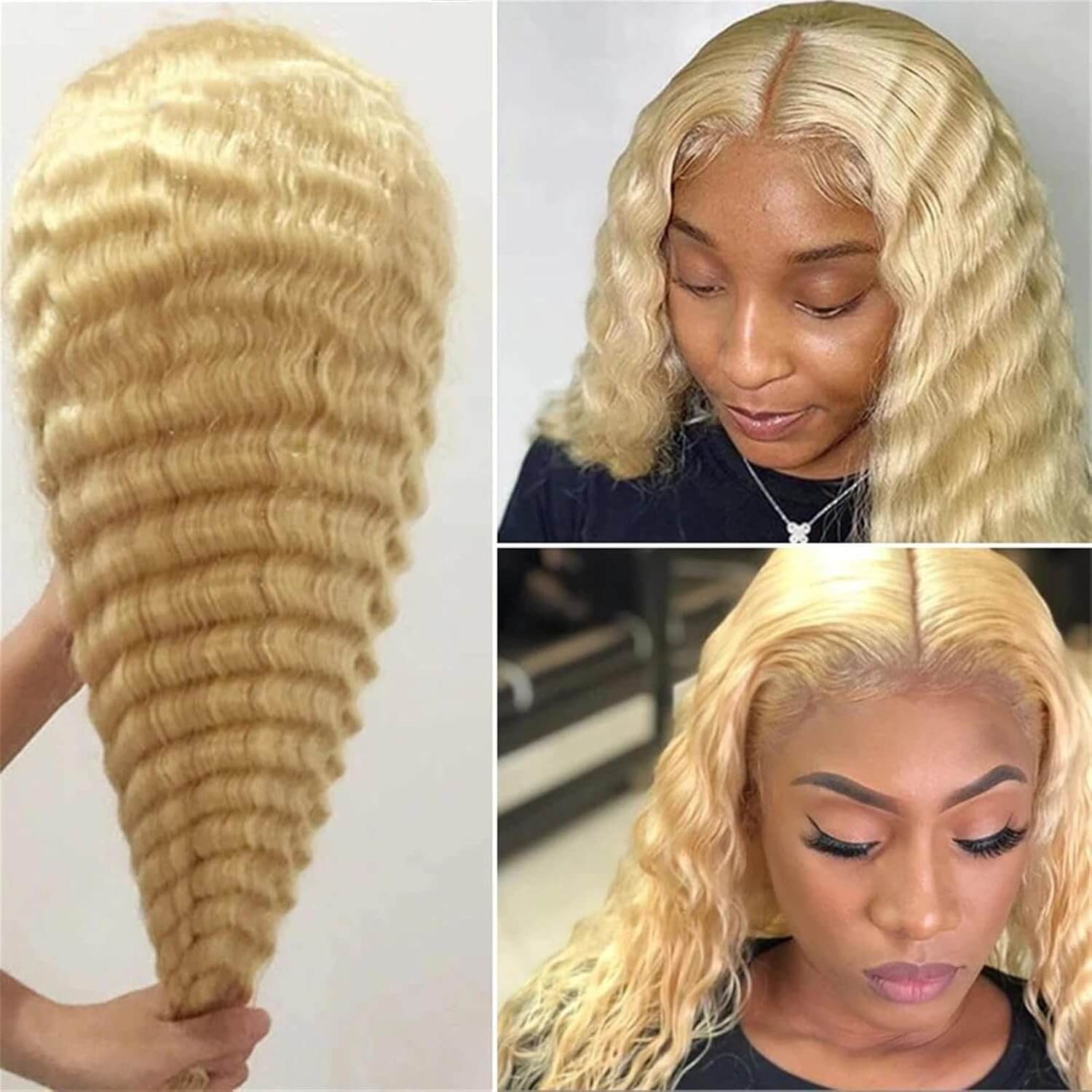 Blonde Deep Wave Wig 13x4 Lace Human Hair Voluminous