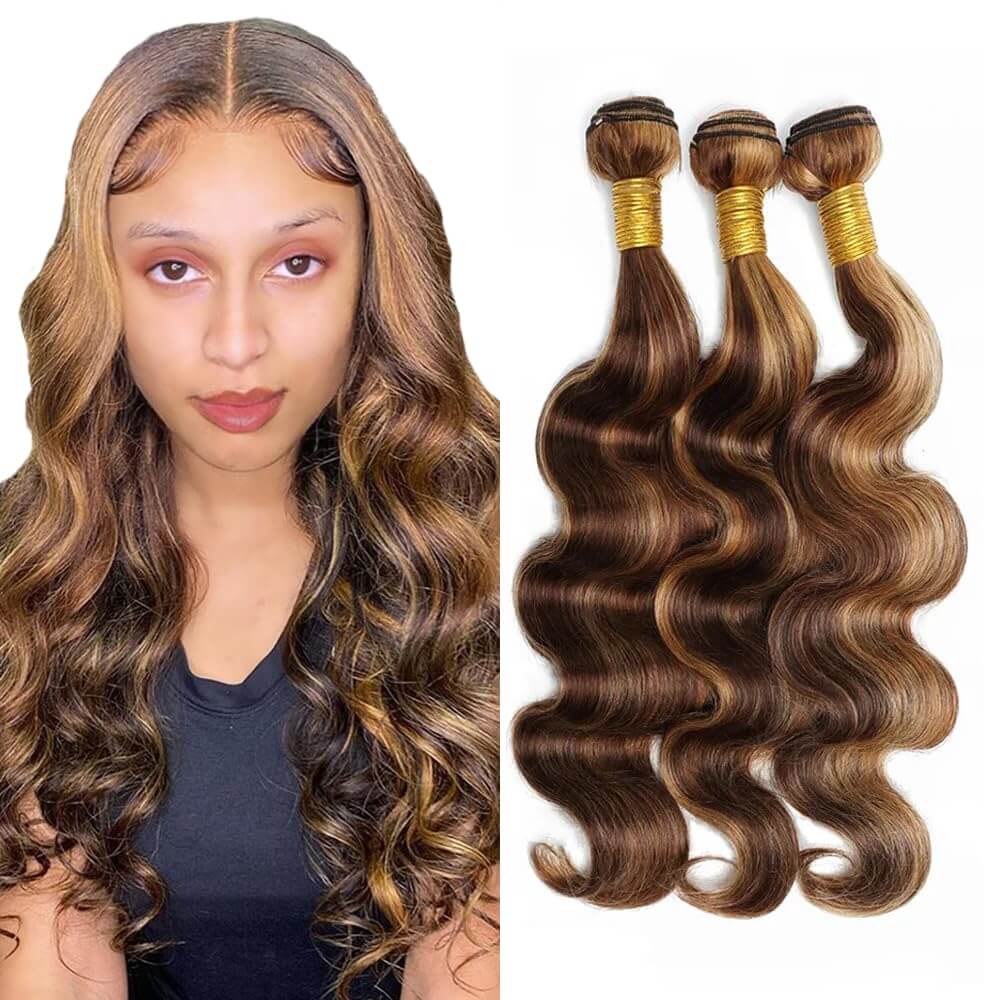 Honey Brown Hair Bundles with Highlights Soft Natural Look