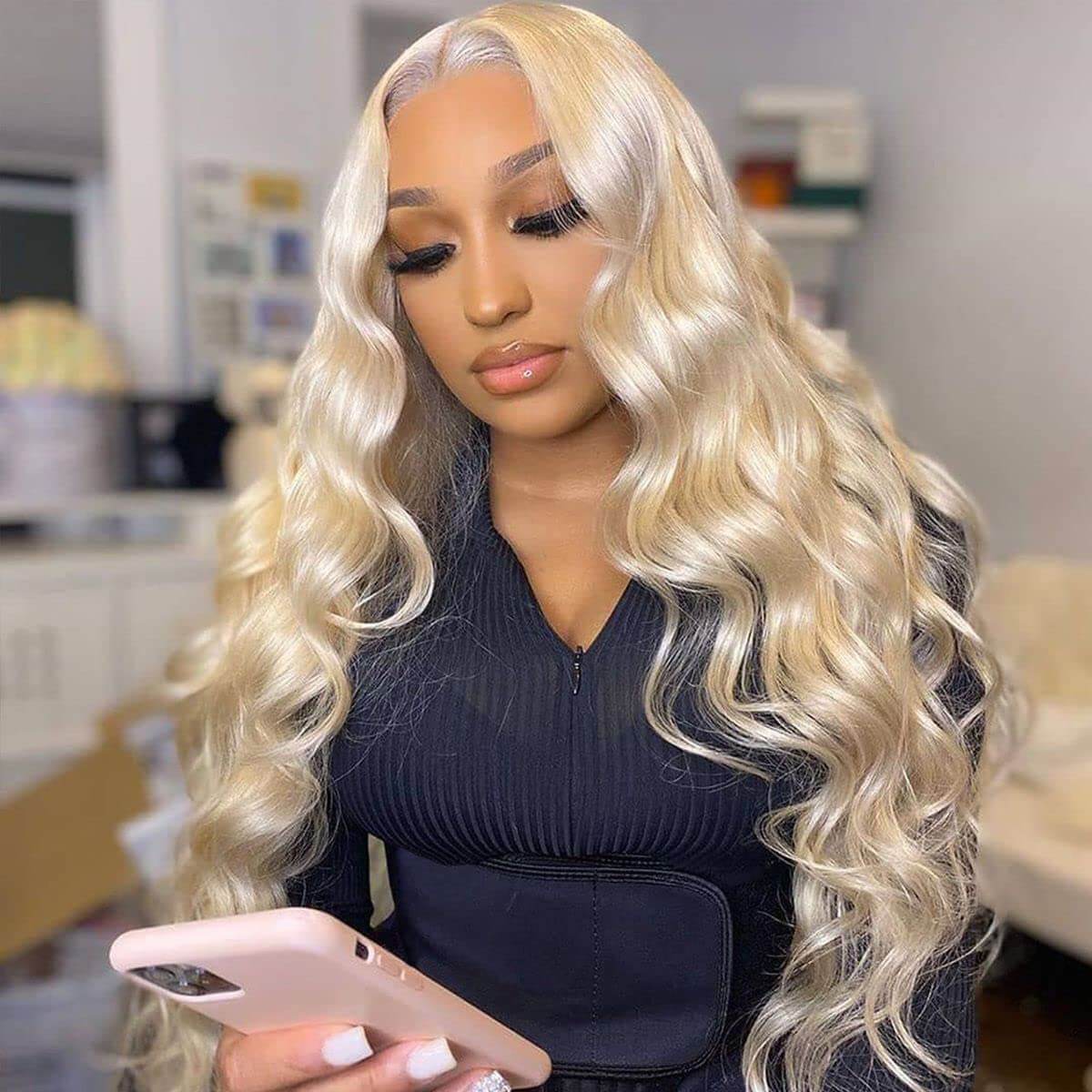 Long Blonde Wavy Wig 13x6 Lace Front Body Wave Human Hair