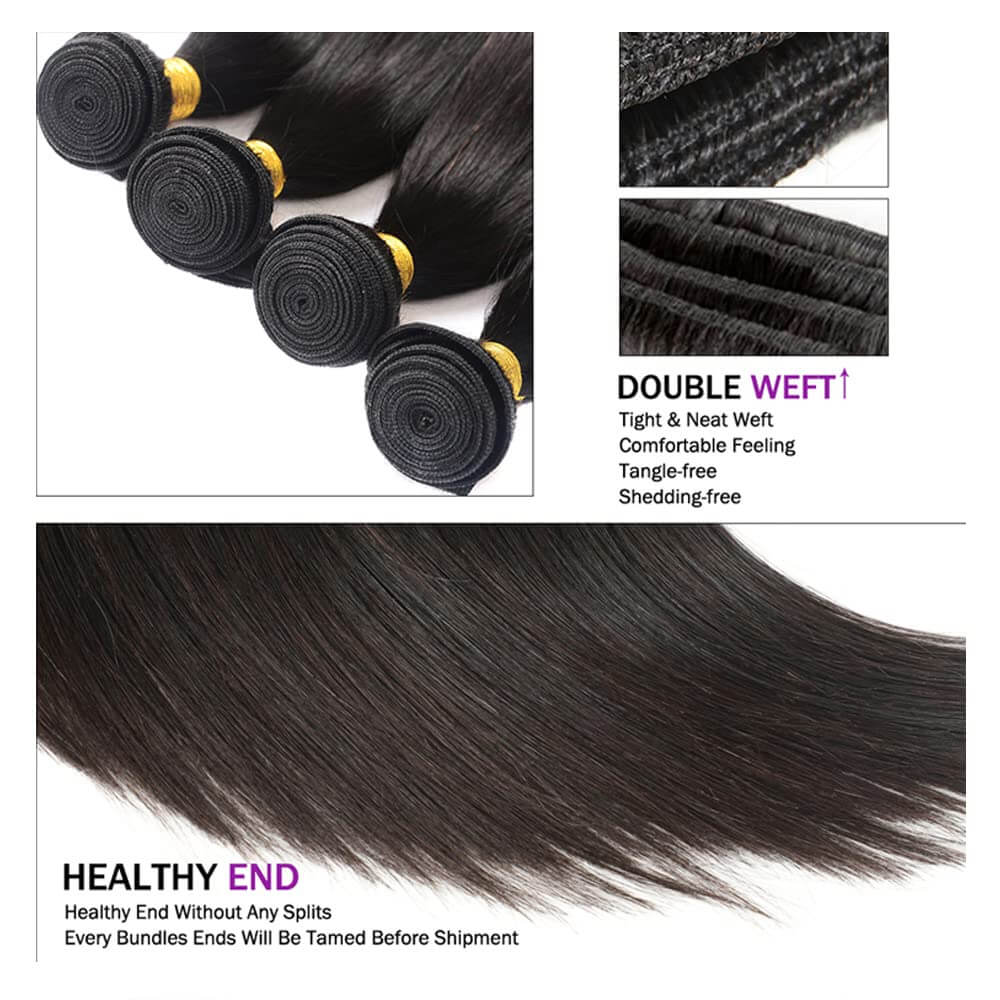 Human Hair Straight Bundles Silky Texture Natural Shine