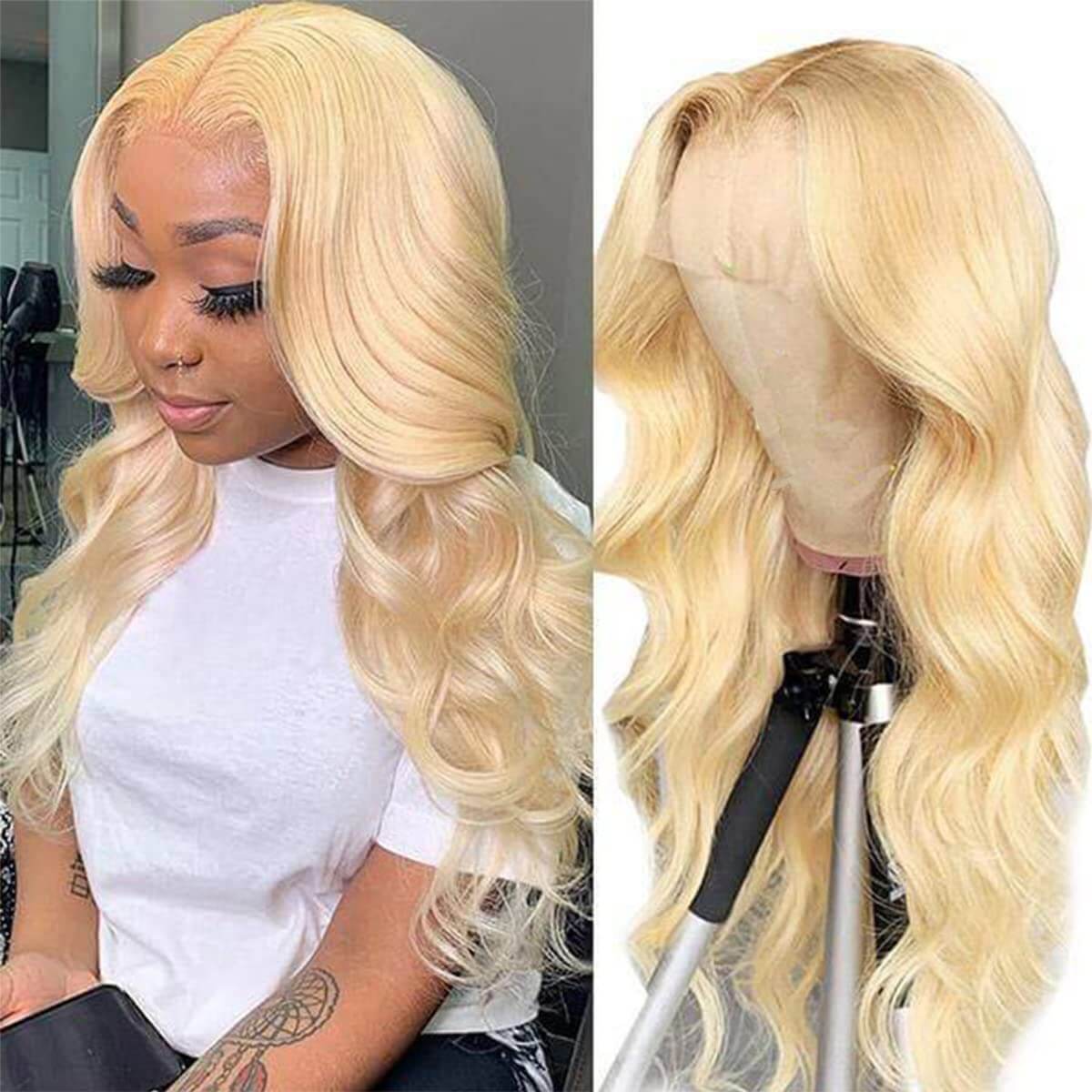 Long Blonde Wavy Wig 13x6 Lace Front Body Wave Human Hair