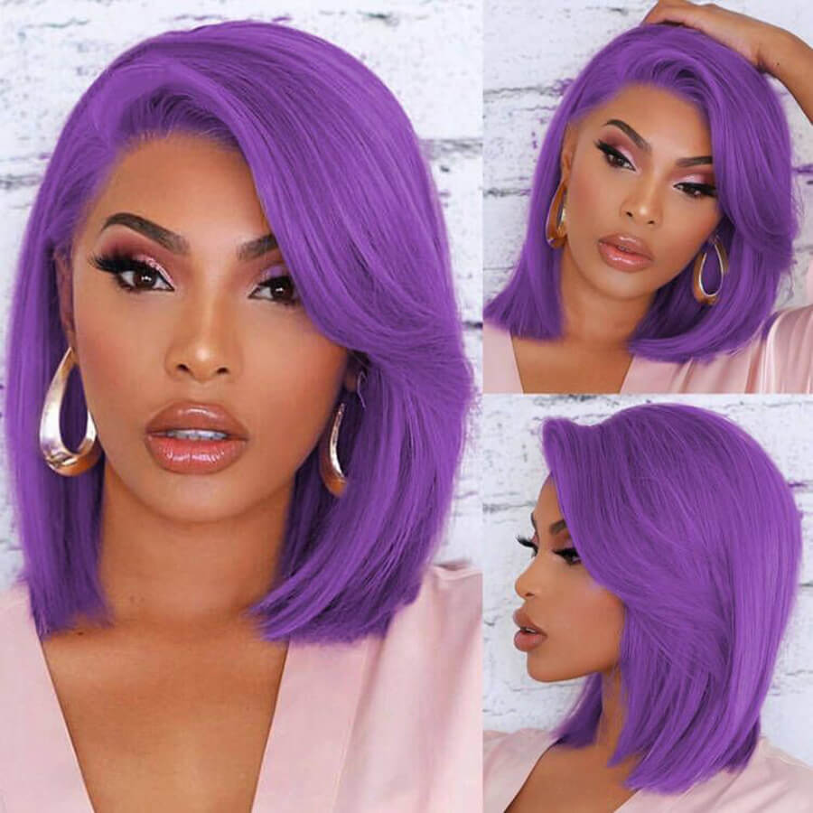 Bob Purple Wig 13x4 Lace Front Sleek Stylish Bold Statement