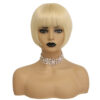 Mushroom Bowl Cut wig with Bangs blonde