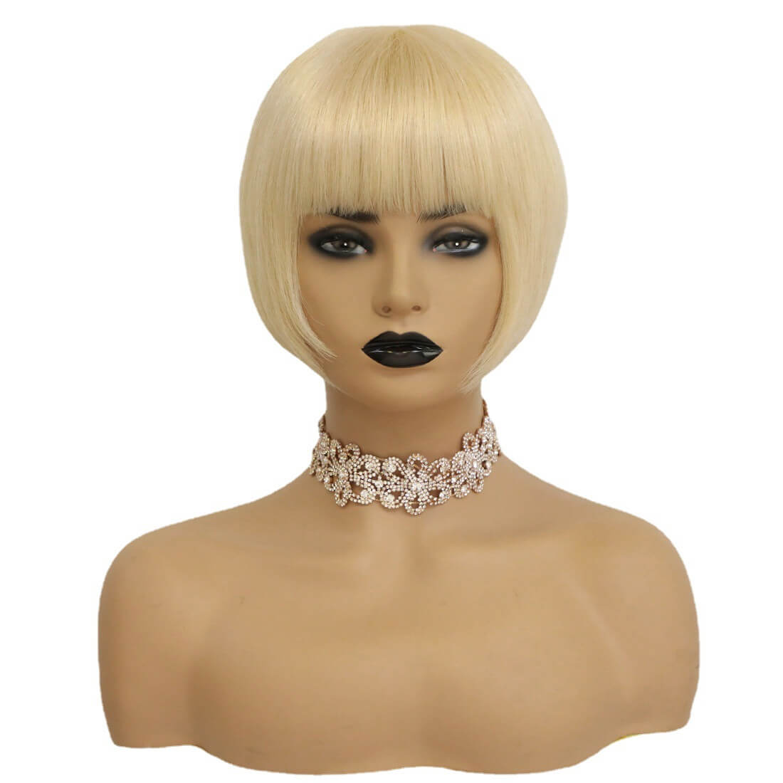 Mushroom Bowl Cut wig with Bangs blonde
