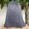 Gray Bob Wigs 13x4 Lace Front Human Hair Sleek Natural Style