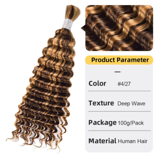 Bulk Human Hair for Braiding Deep Wave Texture Soft and Full