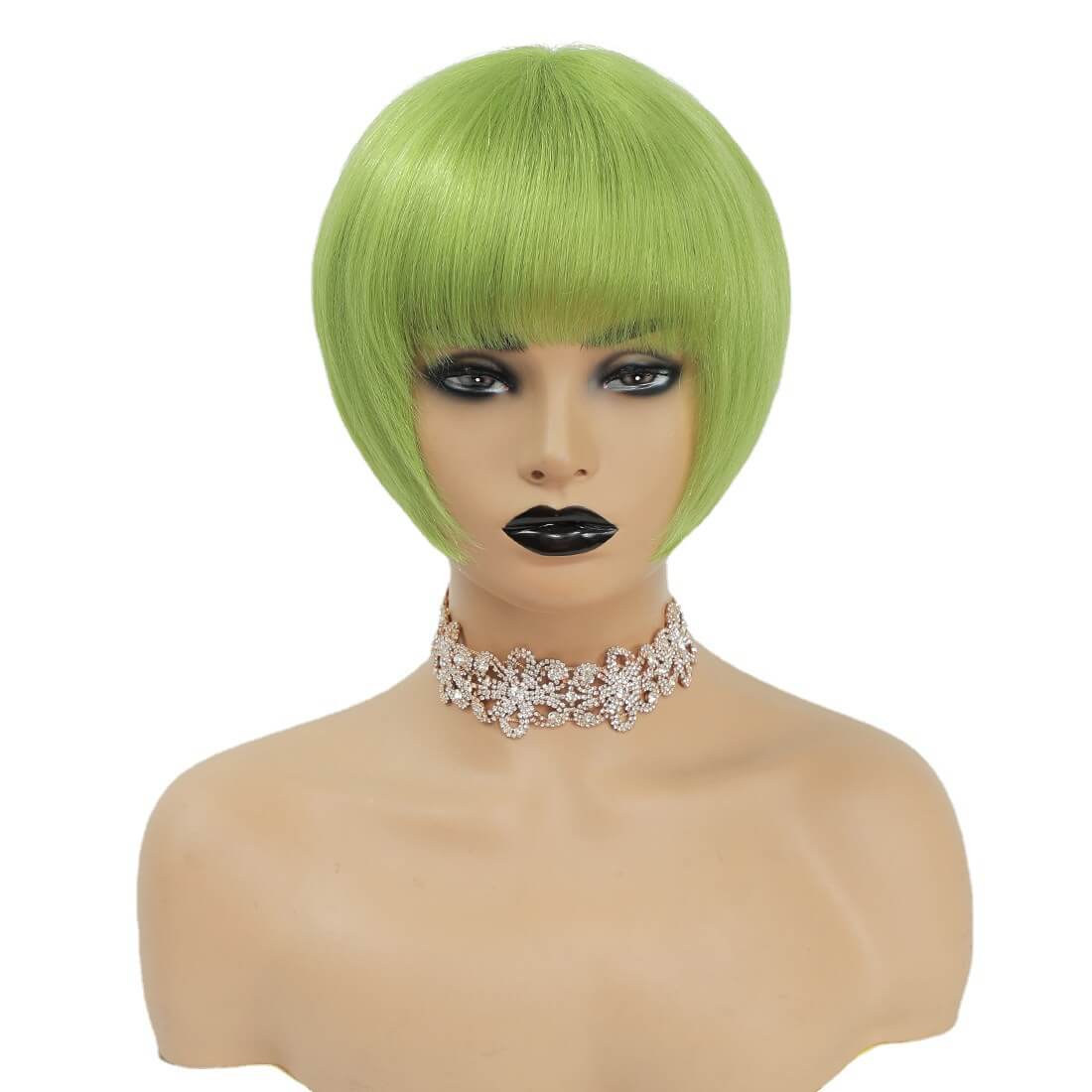 Mushroom Bowl Cut wig with Bangs green