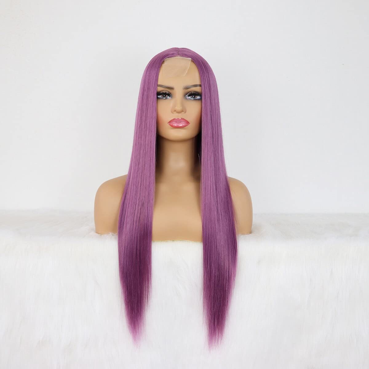 Sleek Straight Purple Color Wigs Human Hair Vibrant Stylish
