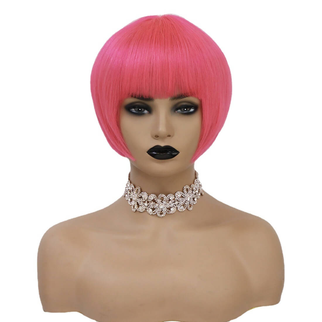Mushroom Bowl Cut wig with Bangs Pink