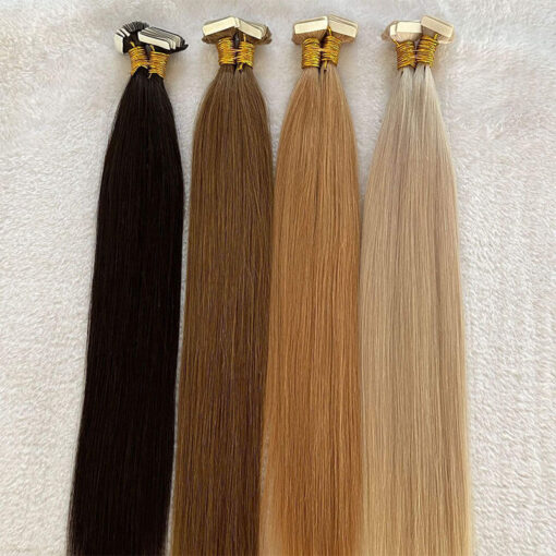 Blonde Tape In Skin Weft Extensions Bulk Human Hair Seamless