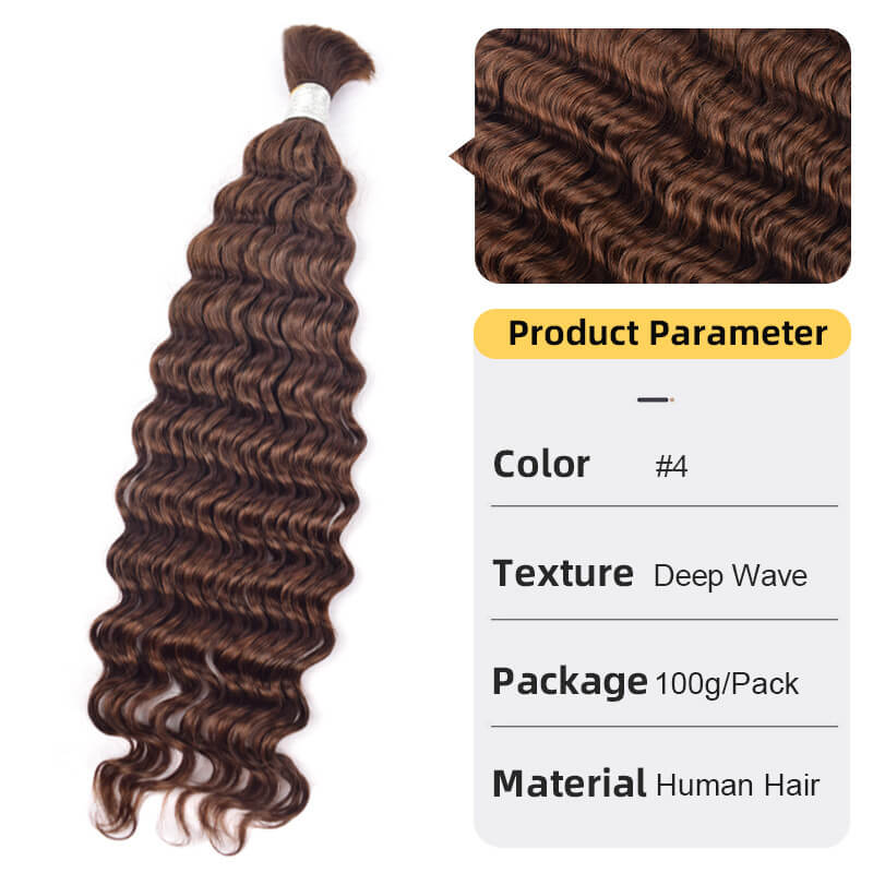 Bulk Human Hair for Braiding Deep Wave Texture Soft and Full
