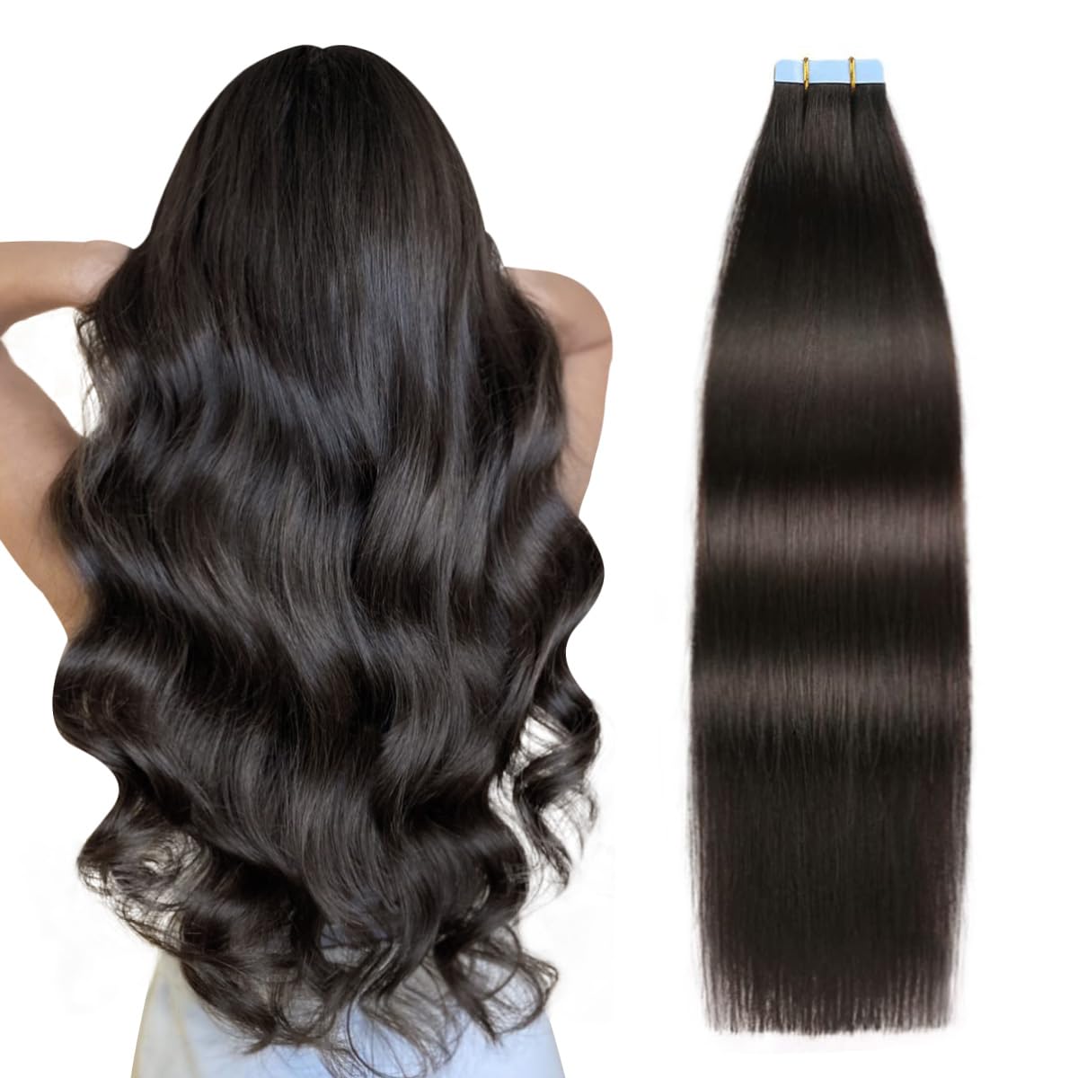 Add instant length and volume with seamless tape in hair extensions made from soft, 100% human hair.
