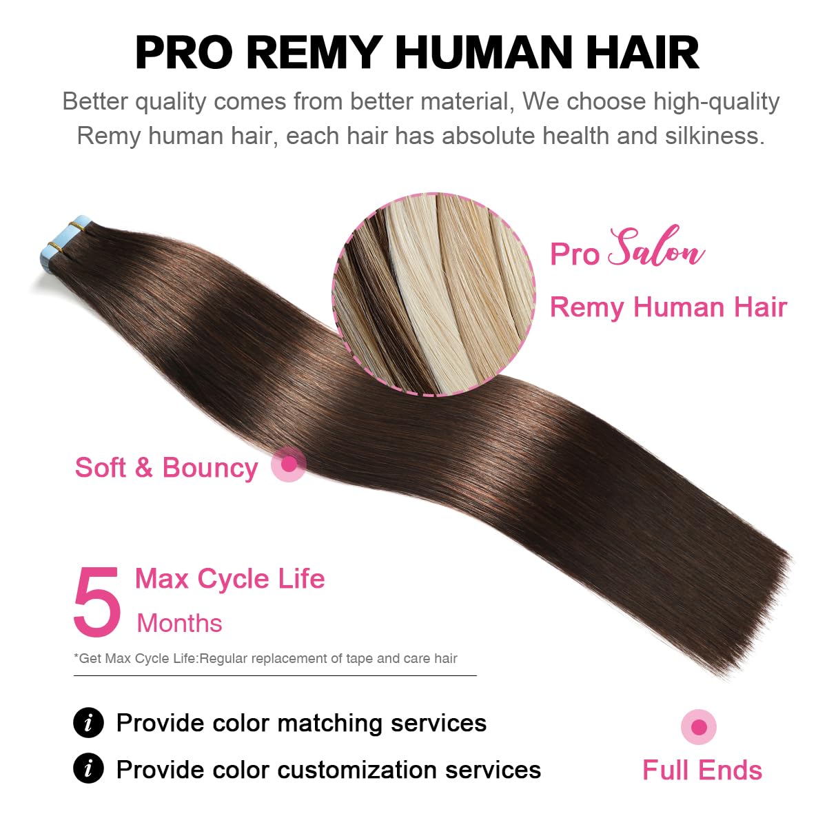 Add instant length and volume with seamless tape in hair extensions made from soft, 100% human hair.
