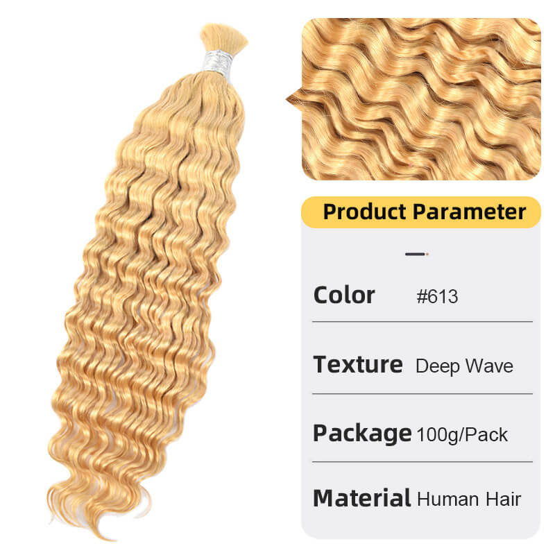 Bulk Human Hair for Braiding Deep Wave Texture Soft and Full