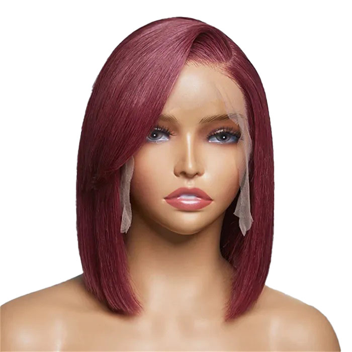 Burgundy Bob Wig 13x4 Lace Front Natural Hairline Sleek Fit
