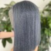 Gray Bob Wigs 13x4 Lace Front Human Hair Sleek Natural Style
