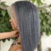 Gray Bob Wigs 13x4 Lace Front Human Hair Sleek Natural Style