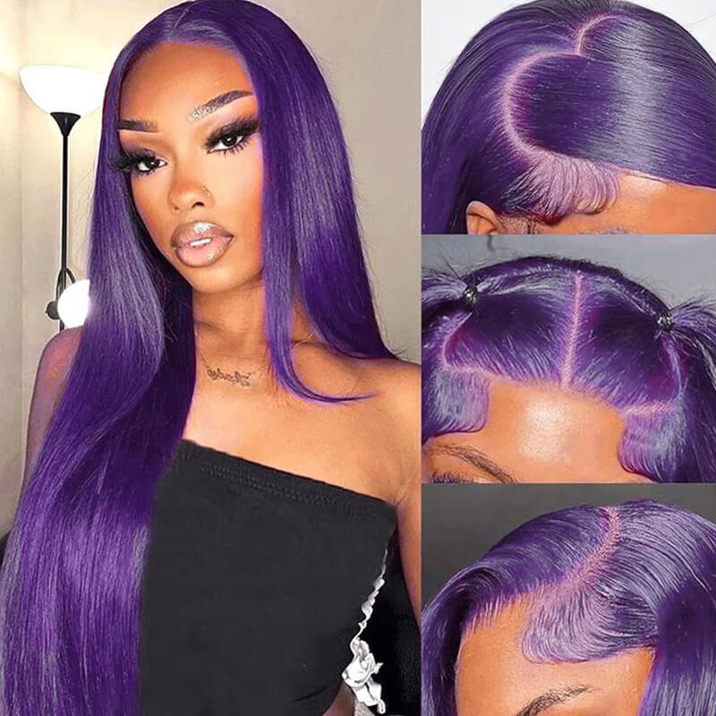 Dark Purple Wig 13x4 Lace Front Natural Hairline Sleek Style