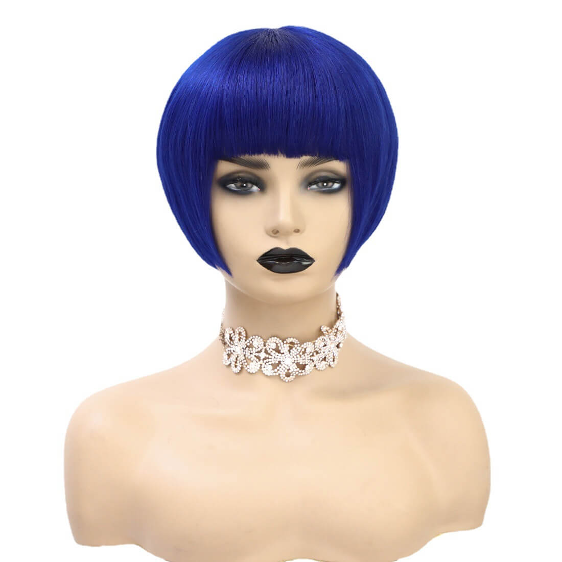 Mushroom Bowl Cut wig with Bangs blue