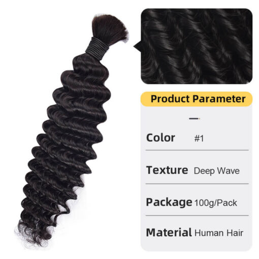Bulk Human Hair for Braiding Deep Wave Texture Soft and Full