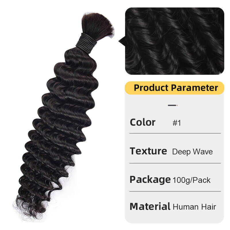 Bulk Human Hair for Braiding Deep Wave Texture Soft and Full