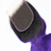 Black Purple Ombre Hair Closure Body Wave 4x4 Lace