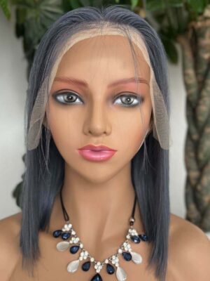 Gray Bob Wigs 13x4 Lace Front Human Hair Sleek Natural Style