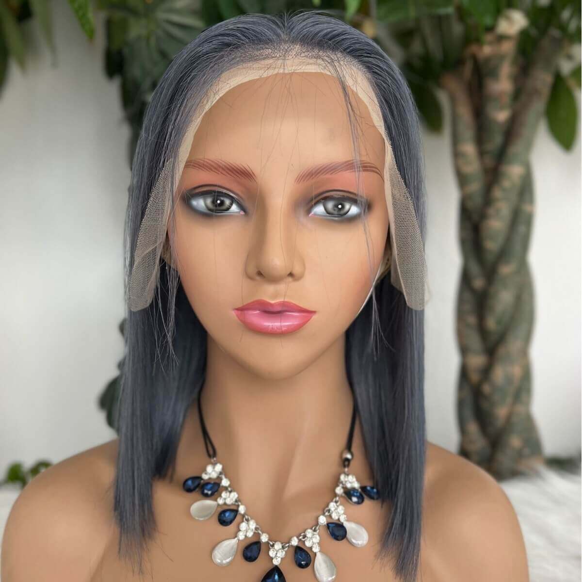 Gray Bob Wigs 13x4 Lace Front Human Hair Sleek Natural Style