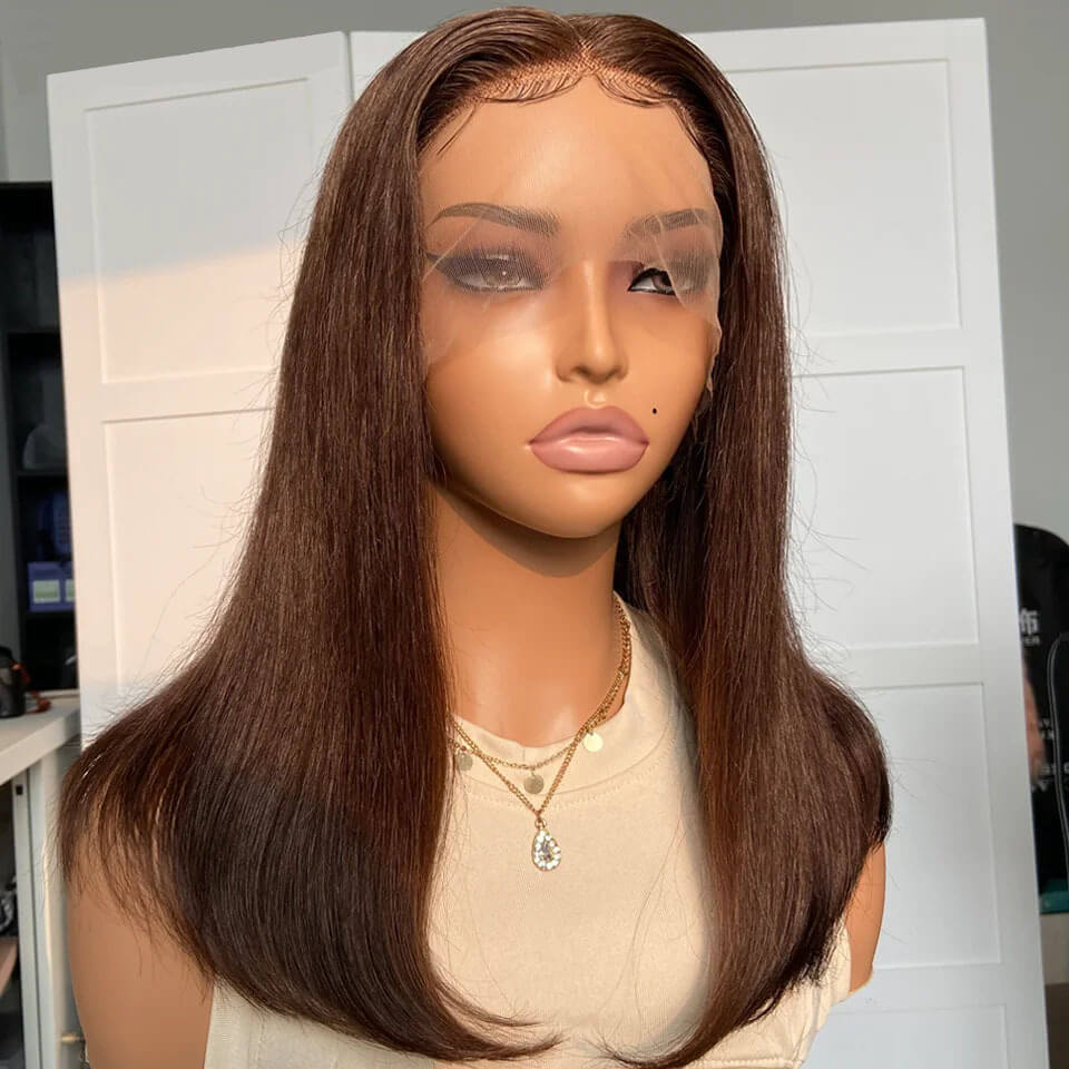 Straight Bob Dark Brown Wig Sleek Natural Look Style