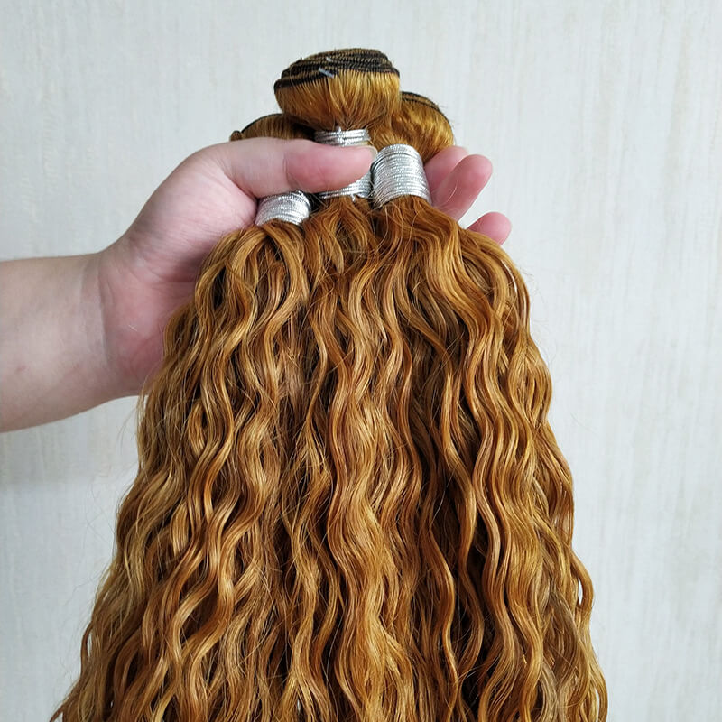 Blonde and Ginger Ombre Hair Water Wave Bundles Bold Color