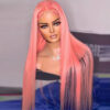 Long Pink Wig 13x4 Lace Front Sleek Pastel Glamour Natural