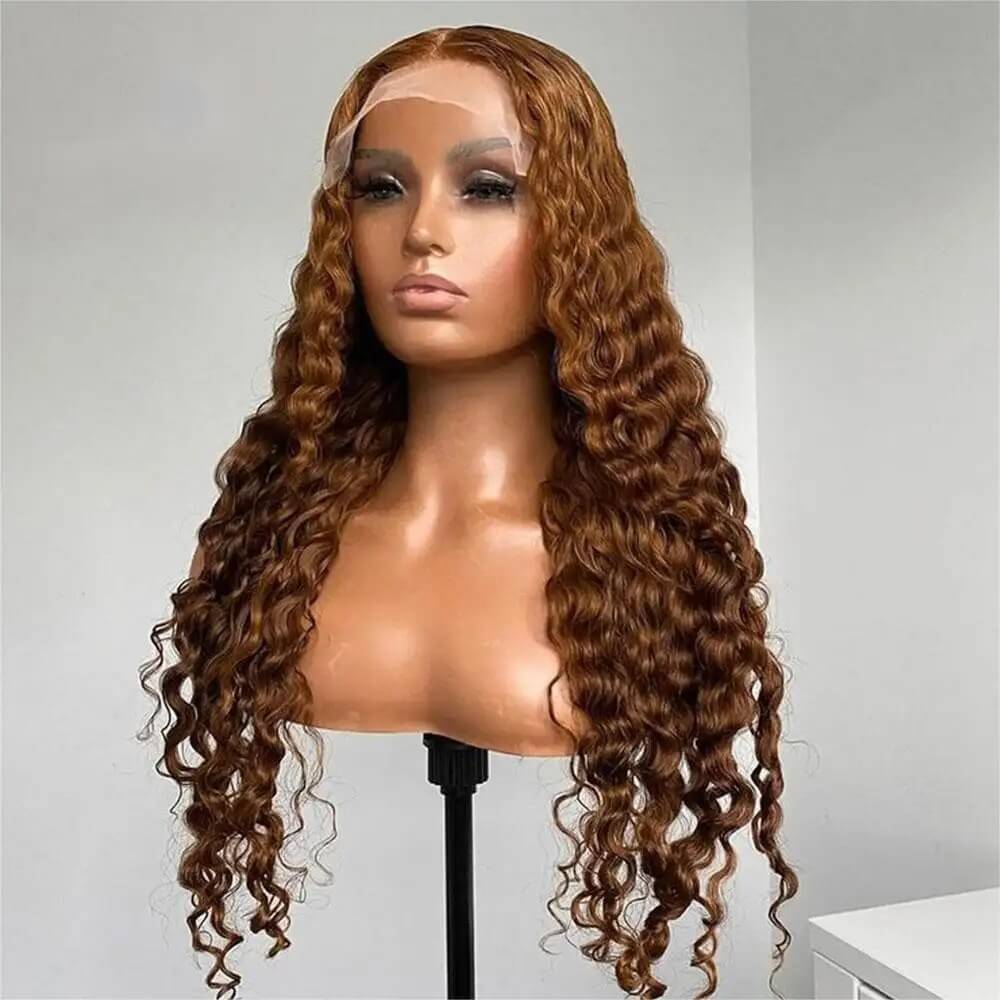 Brown Deep Wave Wig 13x4 HD Lace Natural Look Defined Curl