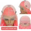 Long Pink Wig 13x4 Lace Front Sleek Pastel Glamour Natural