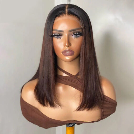 Straight Bob Dark Brown Wig Sleek Natural Look Style