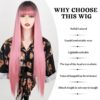 Stunning Pink Cosplay Wig Long Hair with Blunt Bangs