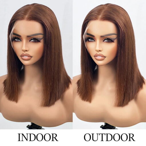 Straight Bob Dark Brown Wig Sleek Natural Look Style