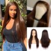 Long Straight Brown Wig Sleek Human Hair Look Natural Shine