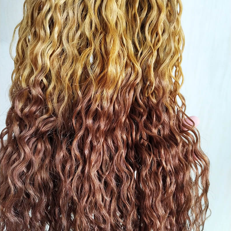 Blonde and Ginger Ombre Hair Water Wave Bundles Bold Color