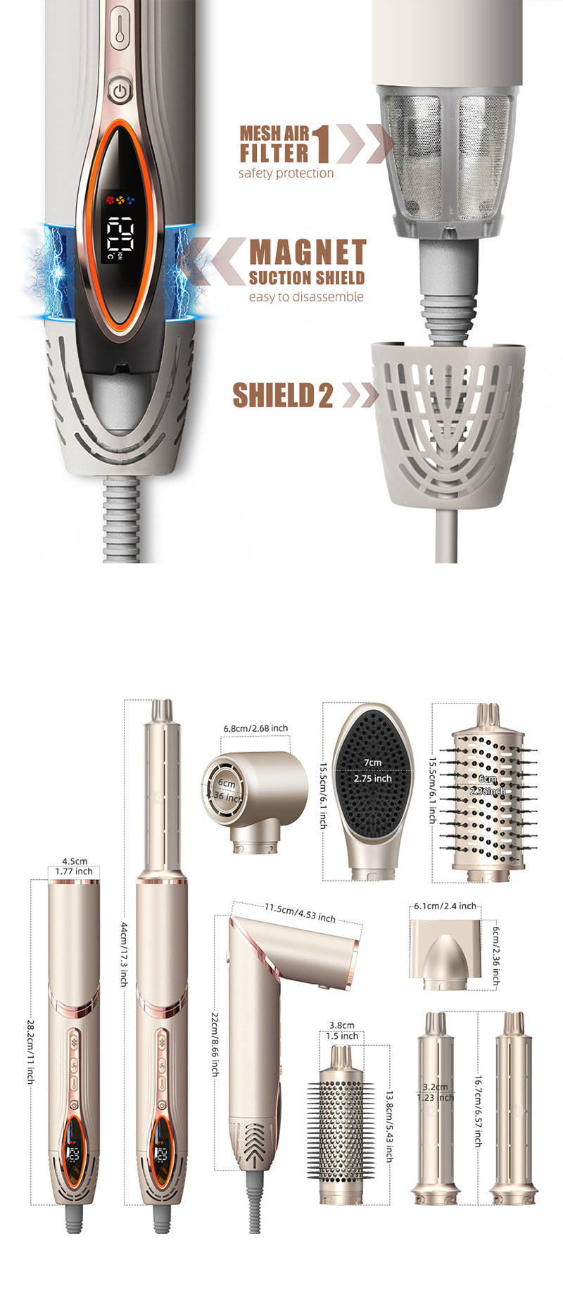 Multifunctional 7-in-1 Pressing Comb Hair Styling Tool