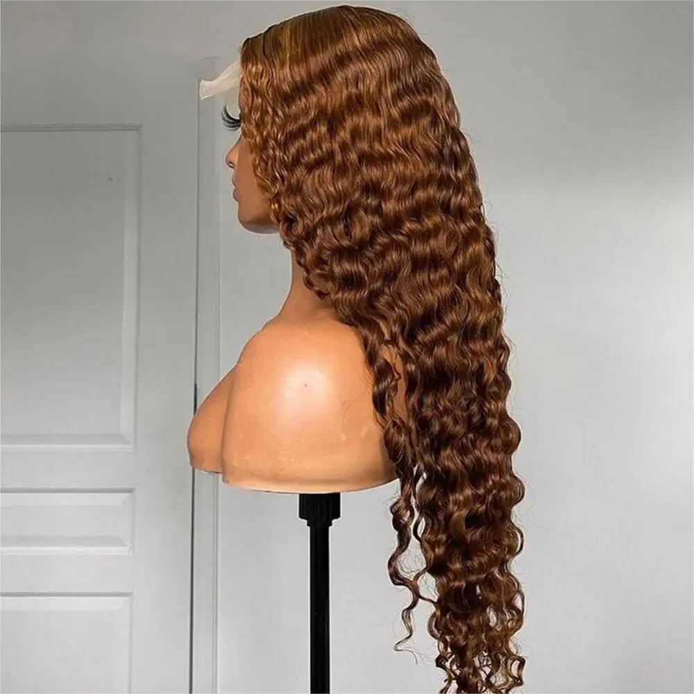 Brown Deep Wave Wig 13x4 HD Lace Natural Look Defined Curl